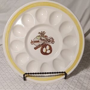 Vtg  Ceramic Deviled Egg Divided Serving Plate